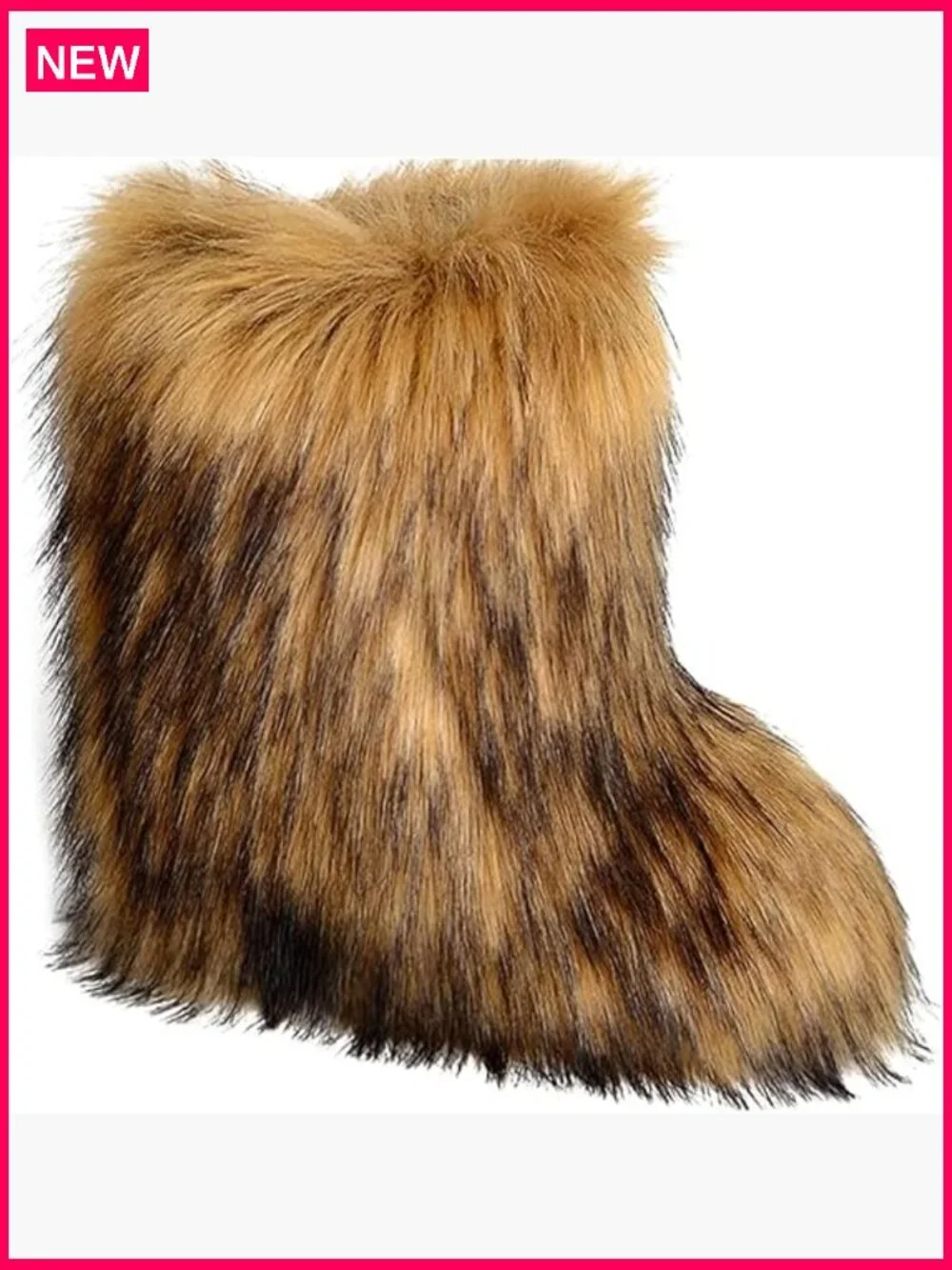 Faux Fur Mid Calf Boots Warm Winter Snow Boots Flat Heel Comfort
